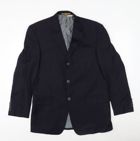 Giorgio Mens Black Striped Wool Jacket Suit Jacket Size 40 Regular
