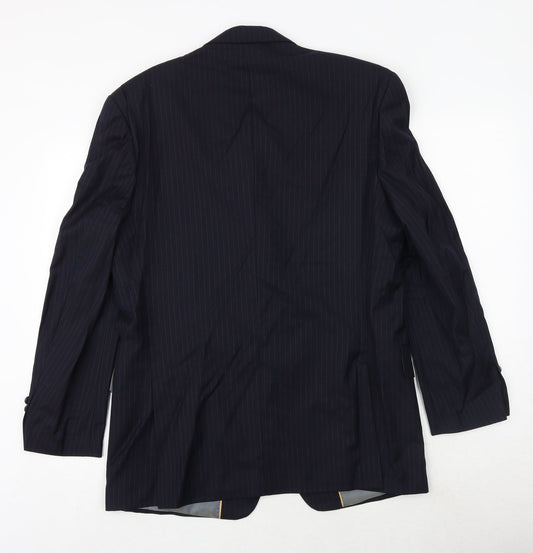 Giorgio Mens Black Striped Wool Jacket Suit Jacket Size 40 Regular
