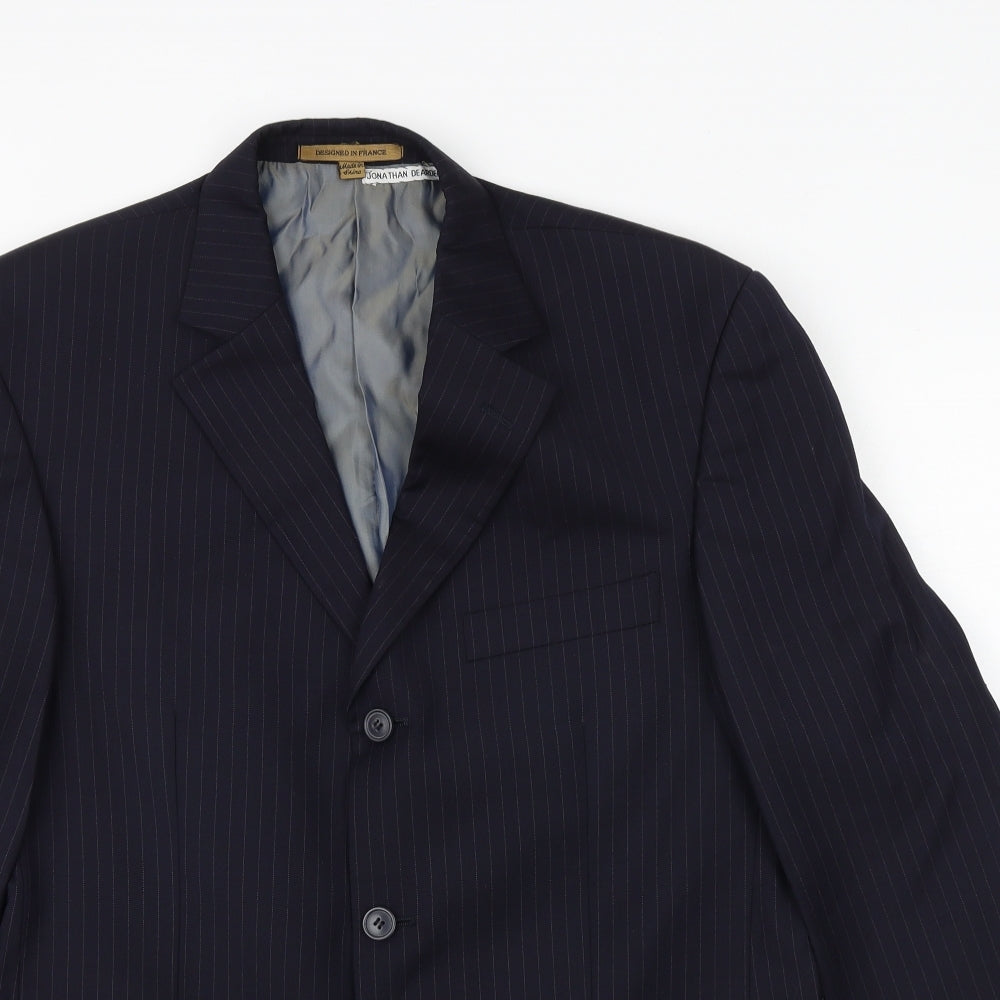 Giorgio Mens Black Striped Wool Jacket Suit Jacket Size 40 Regular