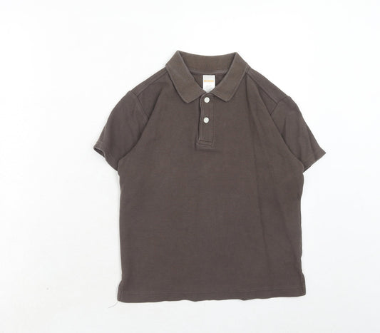 Gymboree Boys Brown Cotton Basic Polo Size 7 Years Collared Button