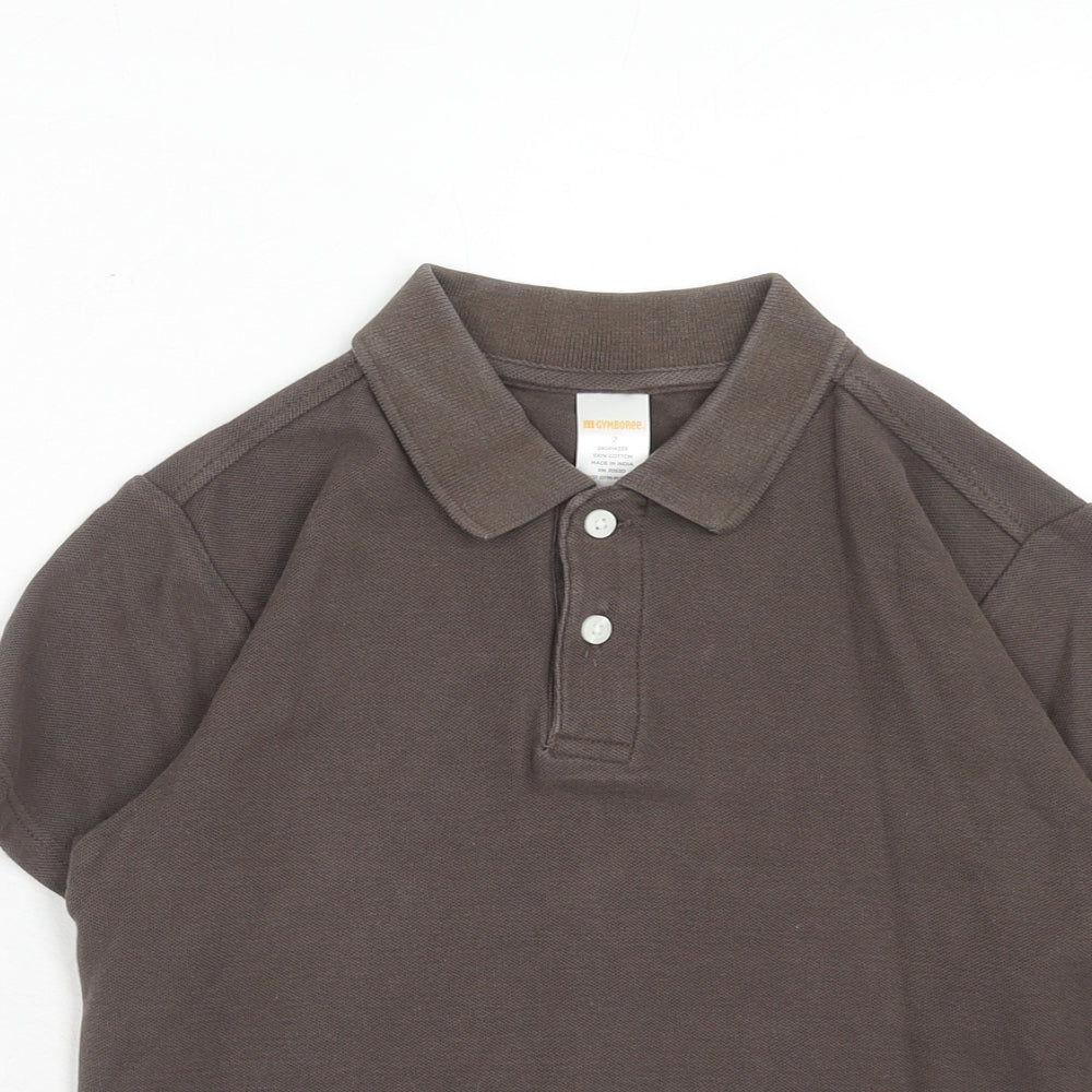 Gymboree Boys Brown Cotton Basic Polo Size 7 Years Collared Button