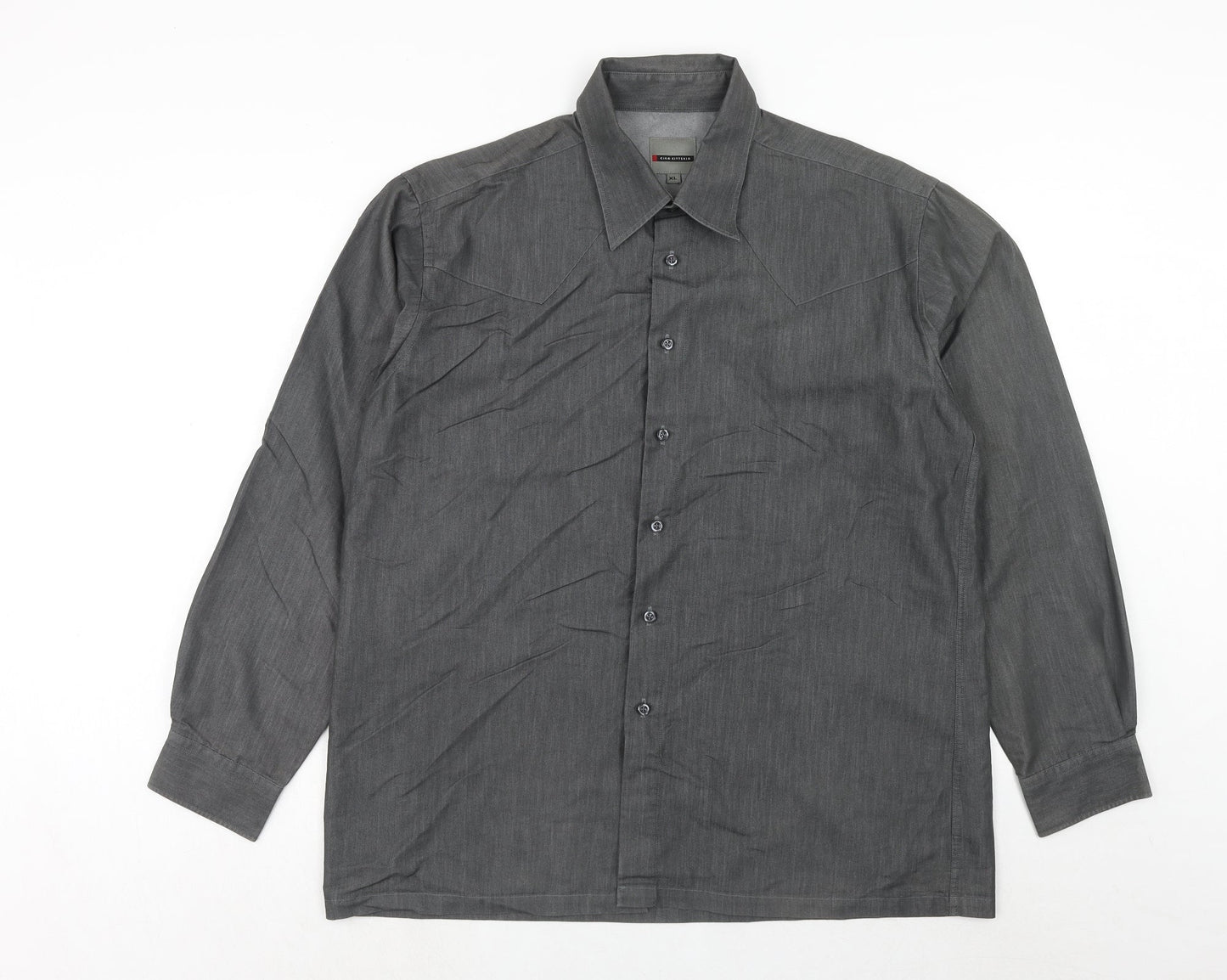 Ciro Citterio Mens Grey Cotton Button-Up Size XL Collared Button