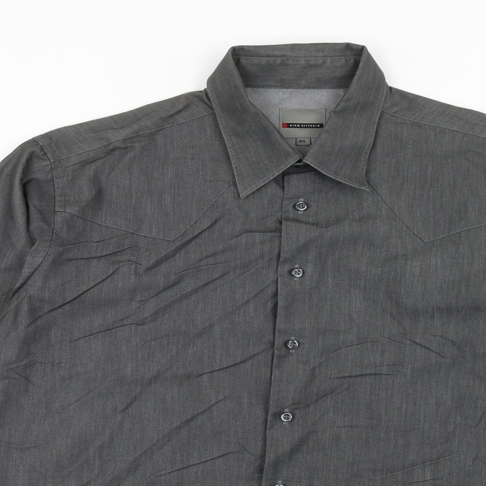 Ciro Citterio Mens Grey Cotton Button-Up Size XL Collared Button