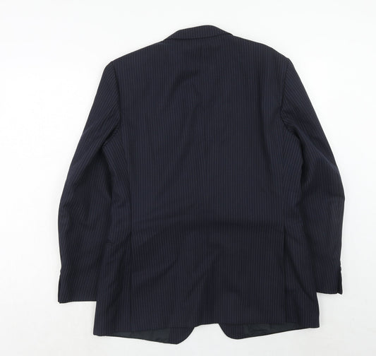 St.Michael Mens Blue Striped Polyester Jacket Suit Jacket Size 40 Regular