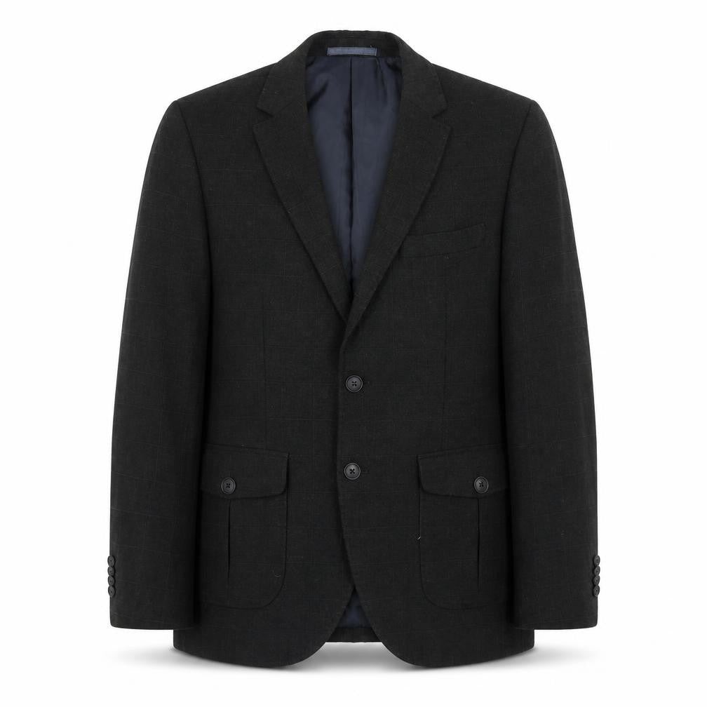 Marks and Spencer Mens Black Check Wool Jacket Blazer Size 40 Regular