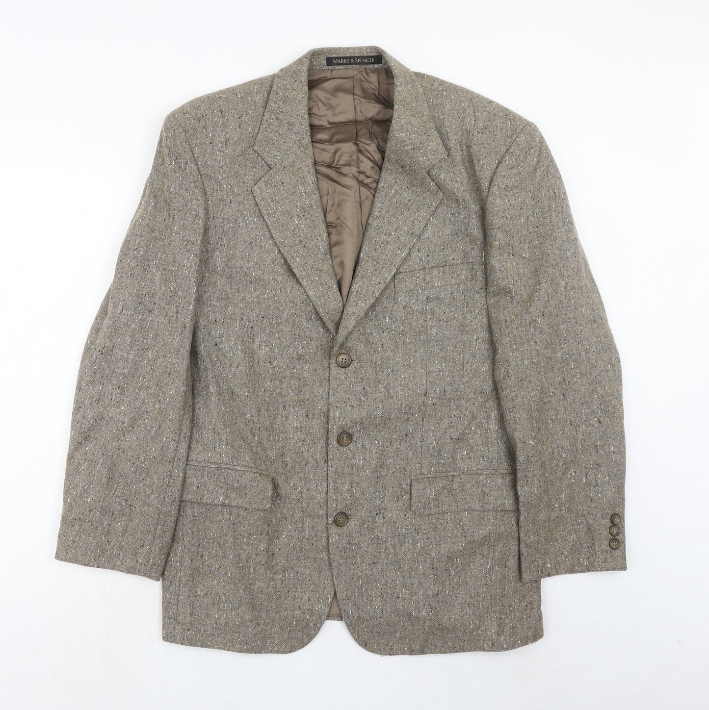 Marks and Spencer Mens Brown Wool Jacket Blazer Size 40 Regular