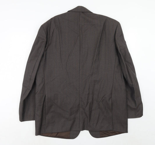 Wellington Mens Brown Striped Wool Jacket Suit Jacket Size 44 Regular
