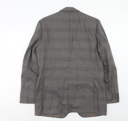 Marks and Spencer Mens Grey Plaid Wool Jacket Suit Jacket Size 40 Regular