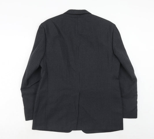 Hector James Mens Grey Striped Wool Jacket Suit Jacket Size 40 Regular