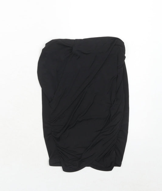 PRETTYLITTLETHING Womens Black Polyester A-Line Skirt Size 6
