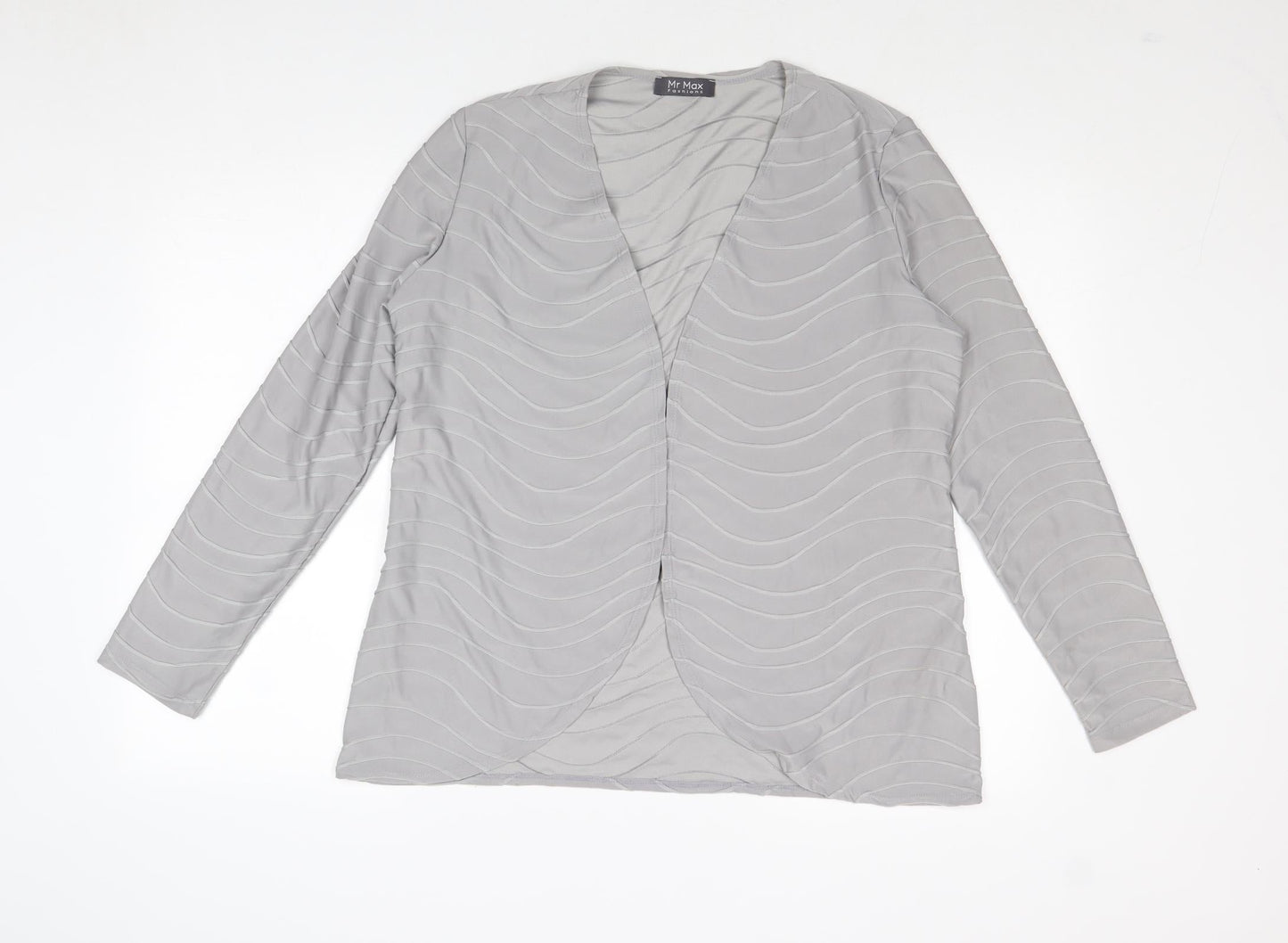 Mr Max Womens Grey V-Neck Geometric Polyester Cardigan Jumper Size L