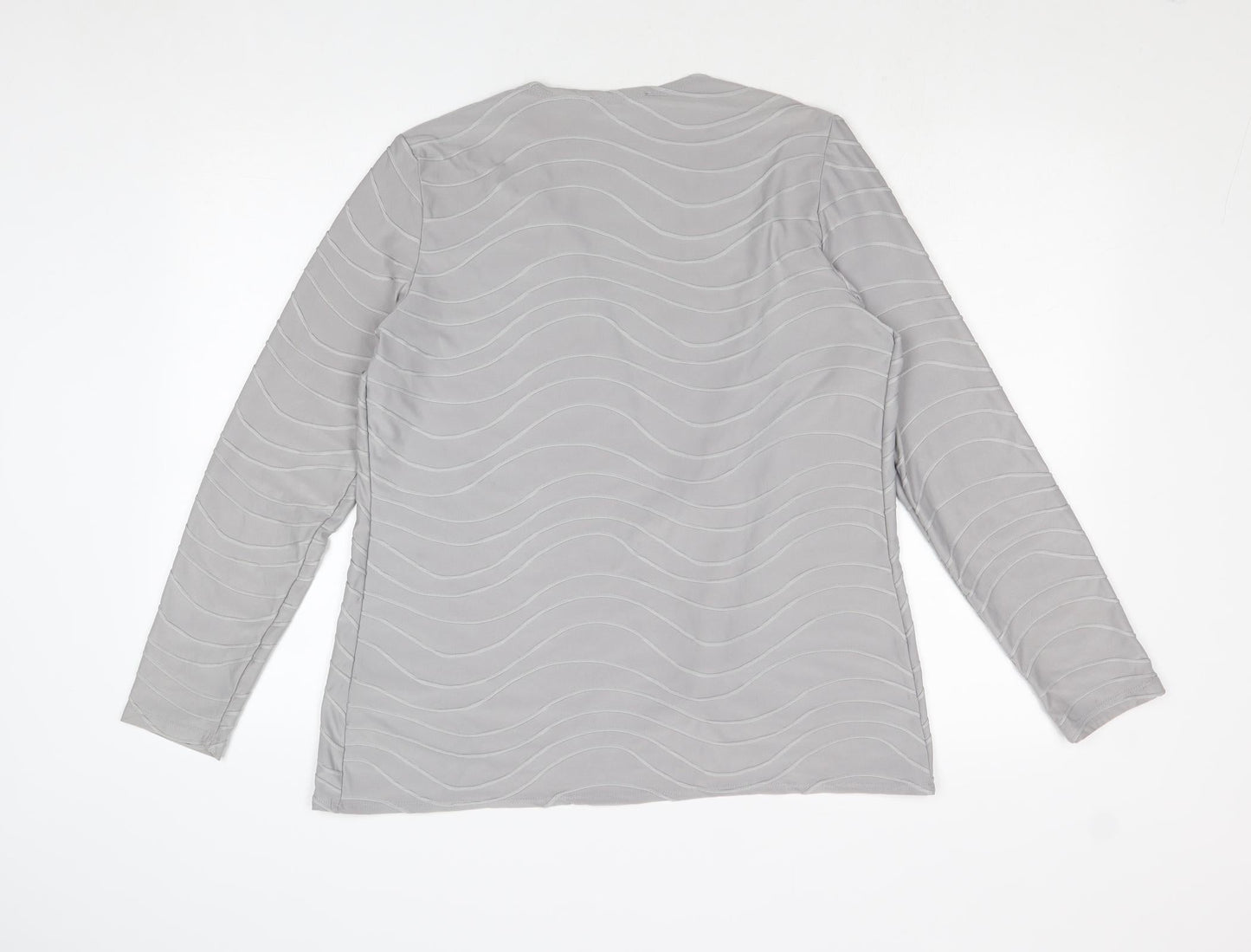 Mr Max Womens Grey V-Neck Geometric Polyester Cardigan Jumper Size L