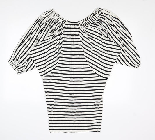 Boii Womens Multicoloured Striped Viscose A-Line Size S Round Neck Pullover