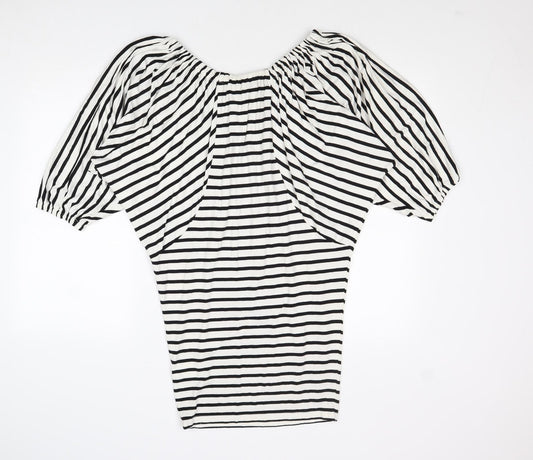 Boii Womens Multicoloured Striped Viscose A-Line Size S Round Neck Pullover
