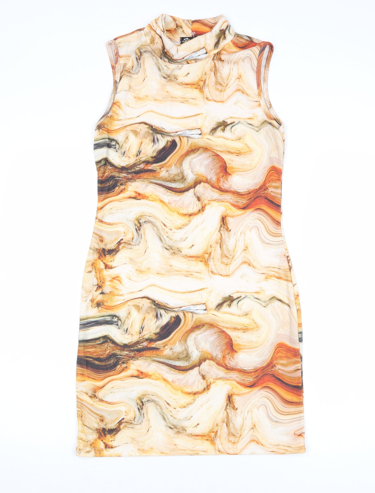 Stylewise Womens Multicoloured Geometric Polyester Bodycon Size 10 Mock Neck Pullover