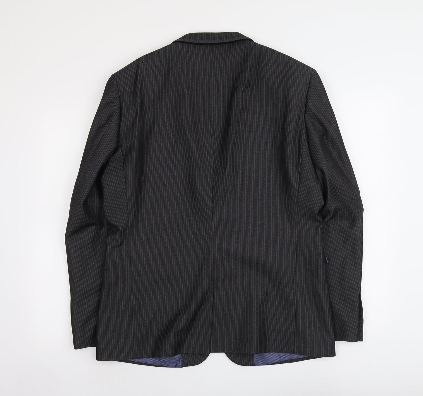 NEXT Mens Grey Striped Polyester Jacket Suit Jacket Size 42 Regular