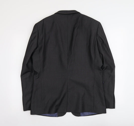 NEXT Mens Grey Striped Polyester Jacket Suit Jacket Size 42 Regular