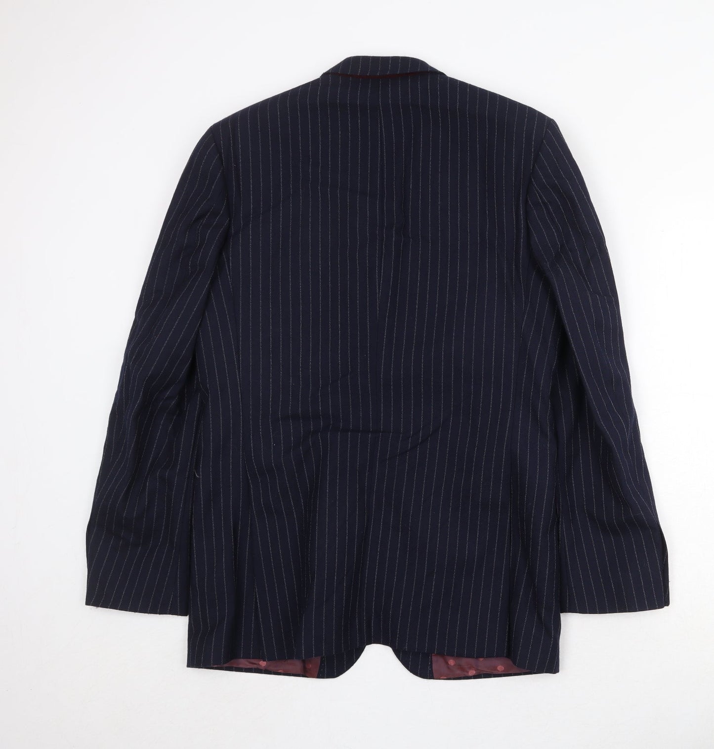 The Label Mens Blue Striped Wool Jacket Suit Jacket Size 38 Regular