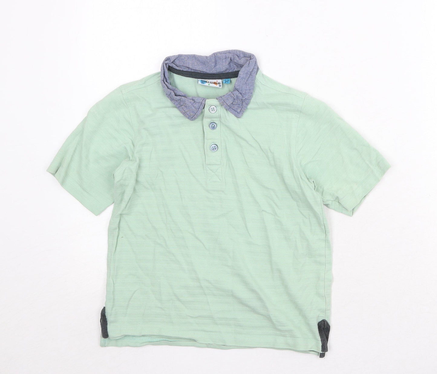 Hullabaloo Boys Green 100% Cotton Pullover Polo Size 9-10 Years Collared Button