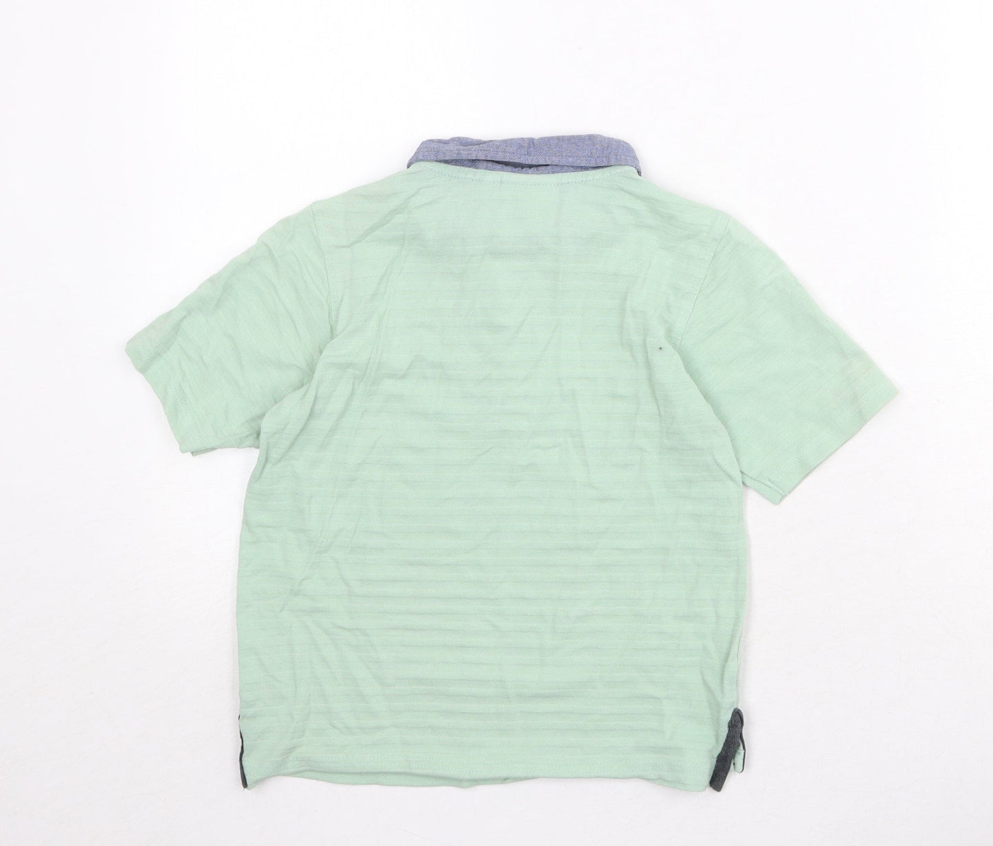 Hullabaloo Boys Green 100% Cotton Pullover Polo Size 9-10 Years Collared Button