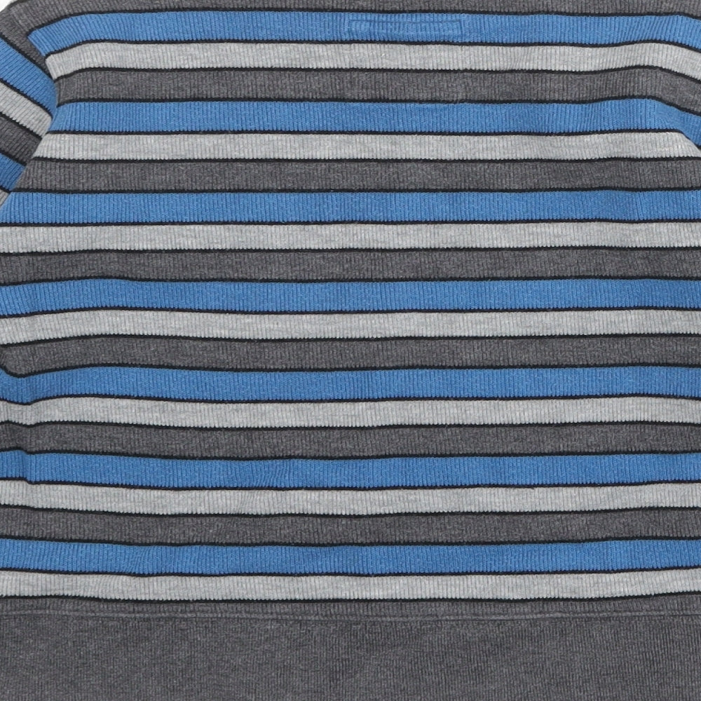 Old Navy Boys Grey Round Neck Striped 100% Cotton Pullover Jumper Size XS Pullover