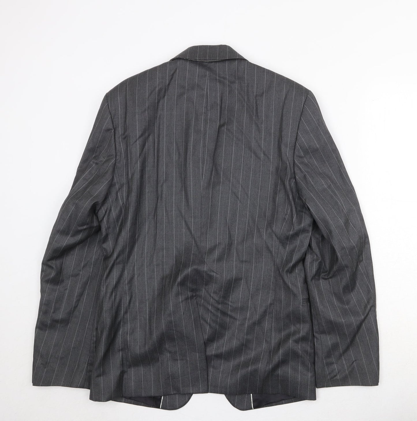 Zara Mens Grey Striped Wool Jacket Suit Jacket Size 38 Regular