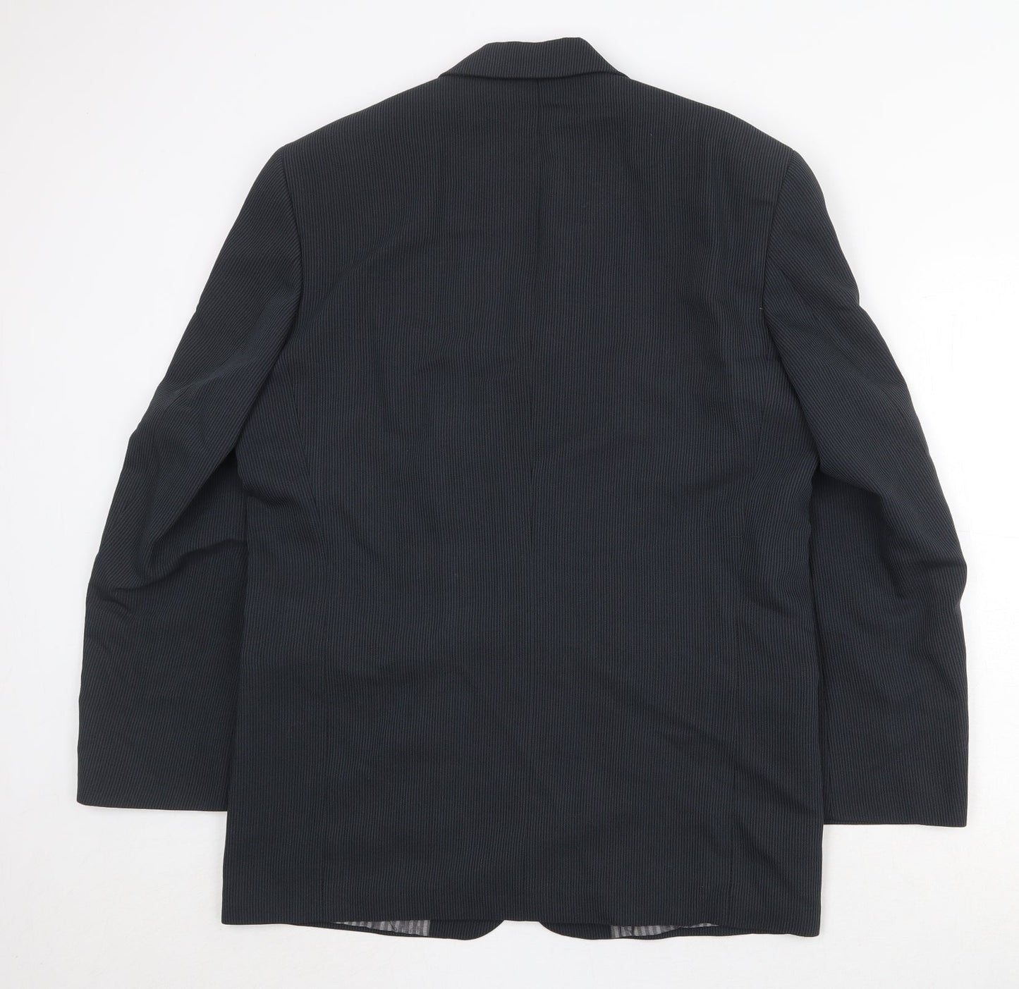 R.I. Mens Black Striped Polyester Jacket Suit Jacket Size 40 Regular