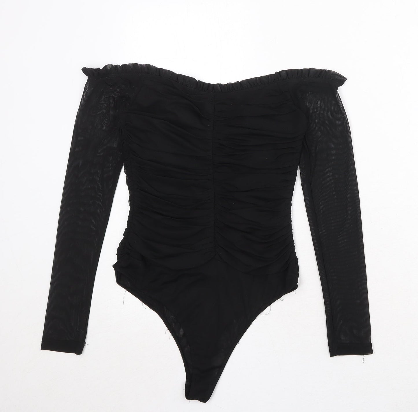 Wild Honey Womens Black Polyester Bodysuit One-Piece Size S Snap
