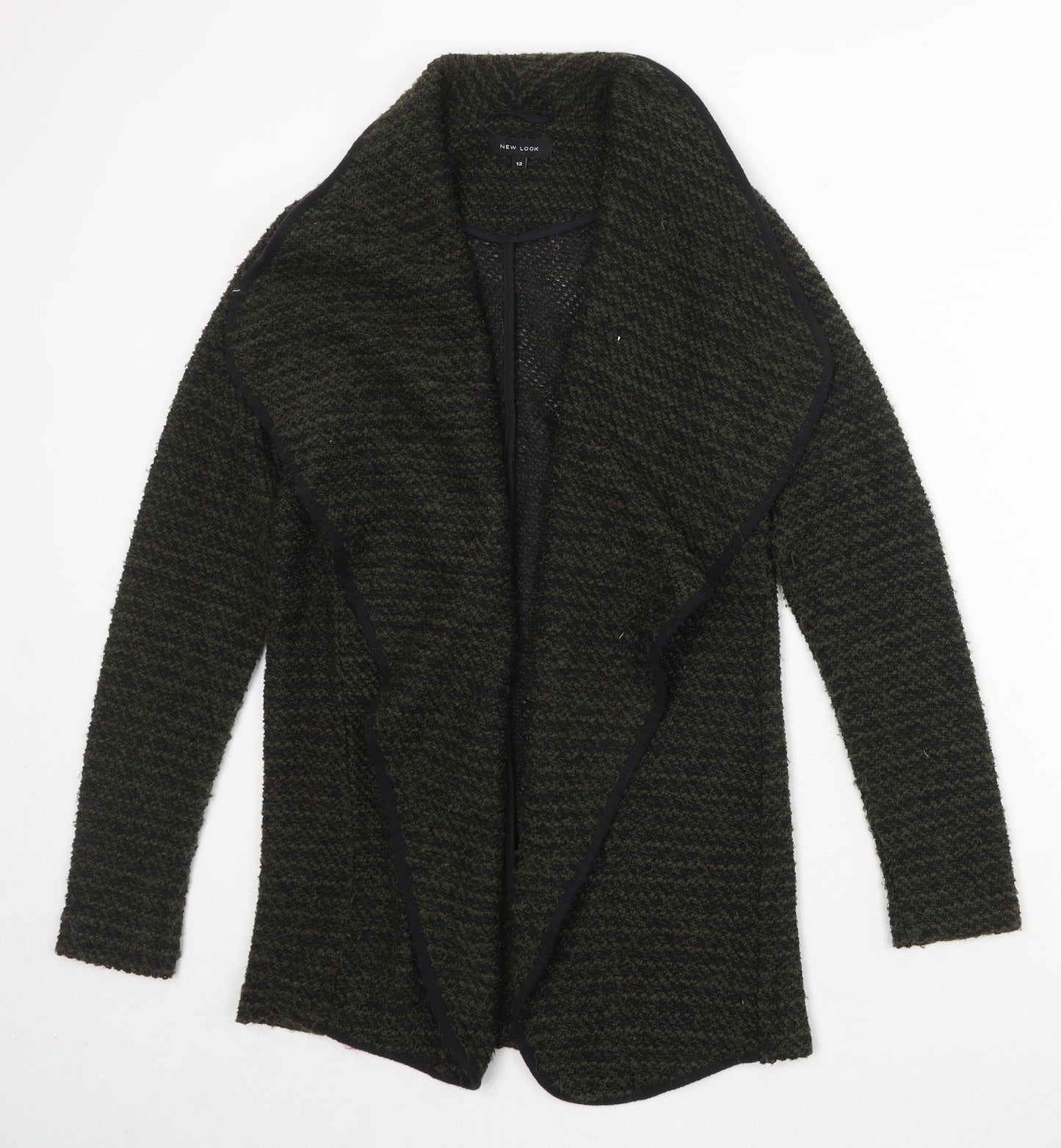 New Look Womens Green V-Neck Striped Polyester Cardigan Jumper Size 12