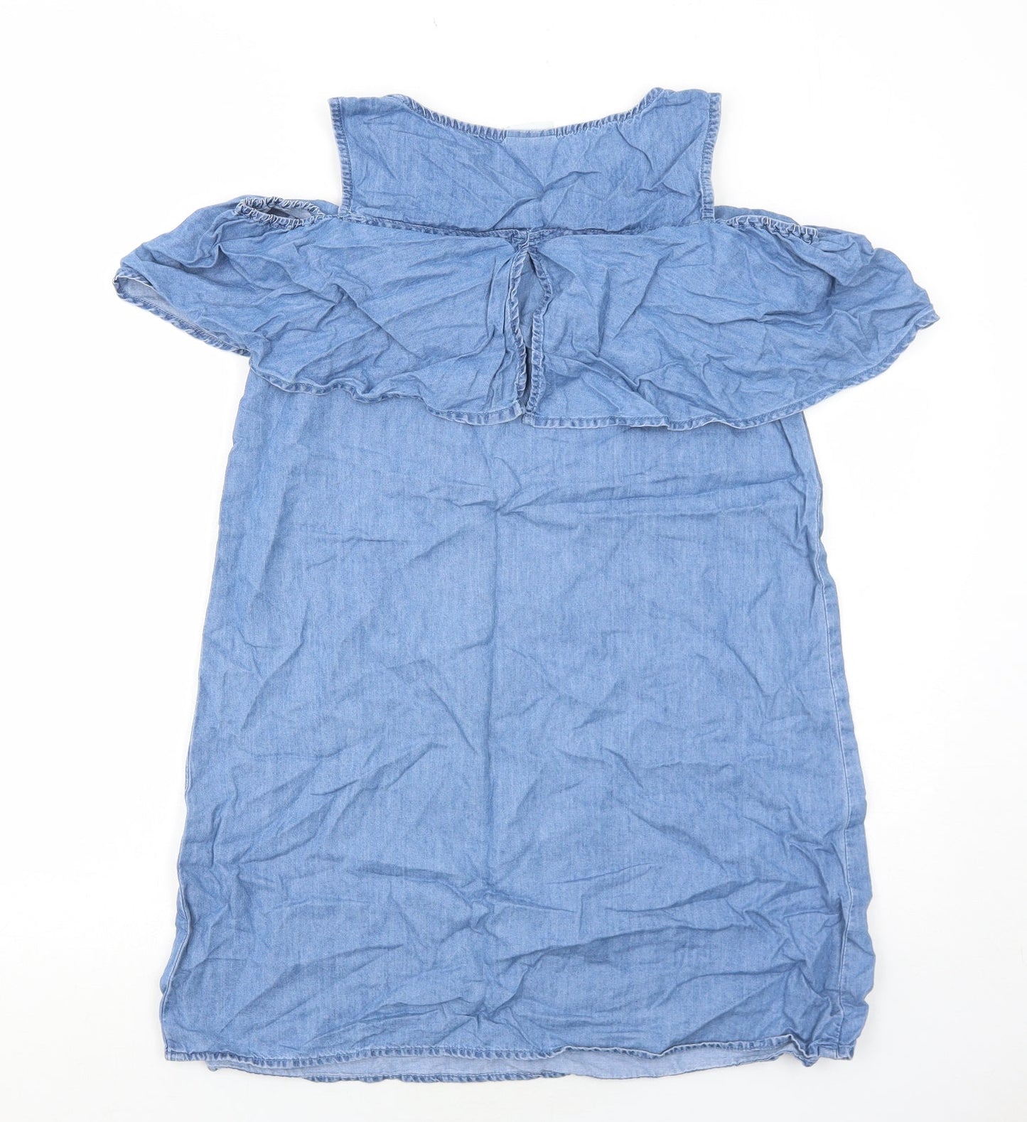 Villa Womens Blue Cotton A-Line Size 10 Round Neck Pullover - Cold Shoulder