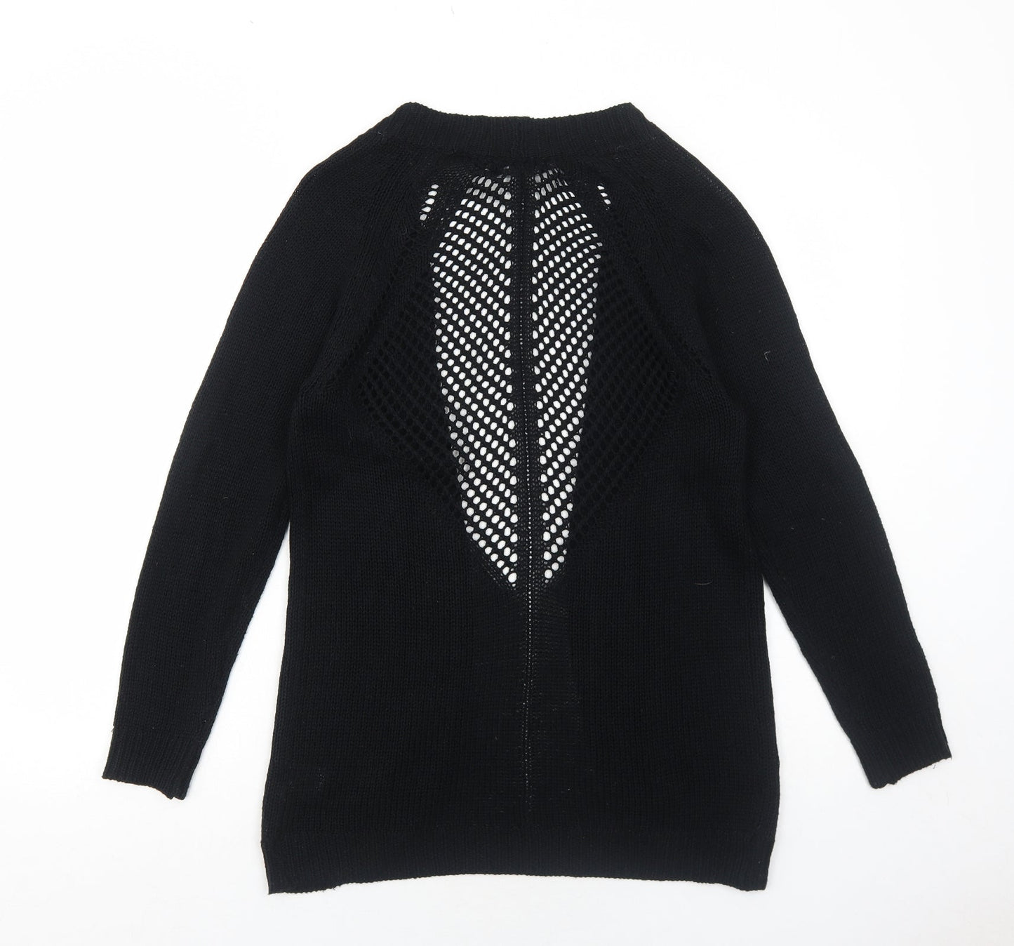 Select Womens Black Round Neck Acrylic Cardigan Jumper Size 10