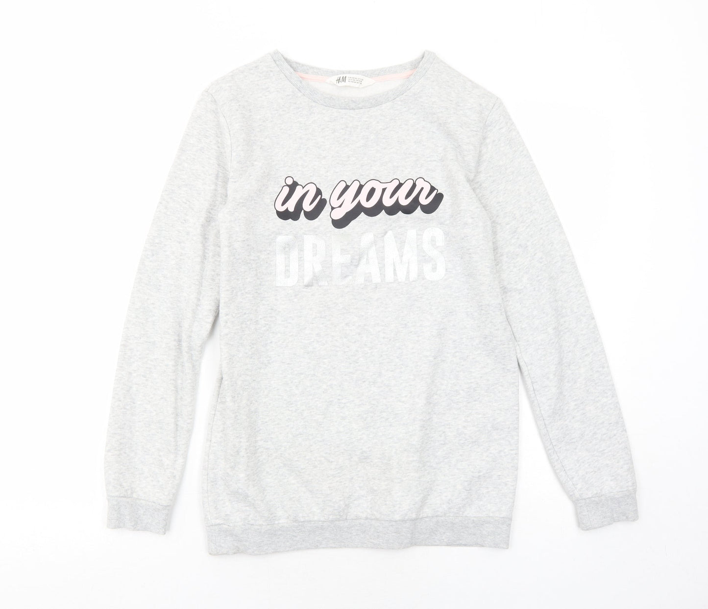 H&M Girls Grey Cotton Pullover Sweatshirt Size 12-13 Years Pullover - In Your Dreams