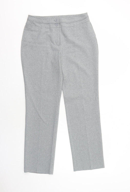 South Womens Grey Polyester Trousers Size 10 Regular Zip
