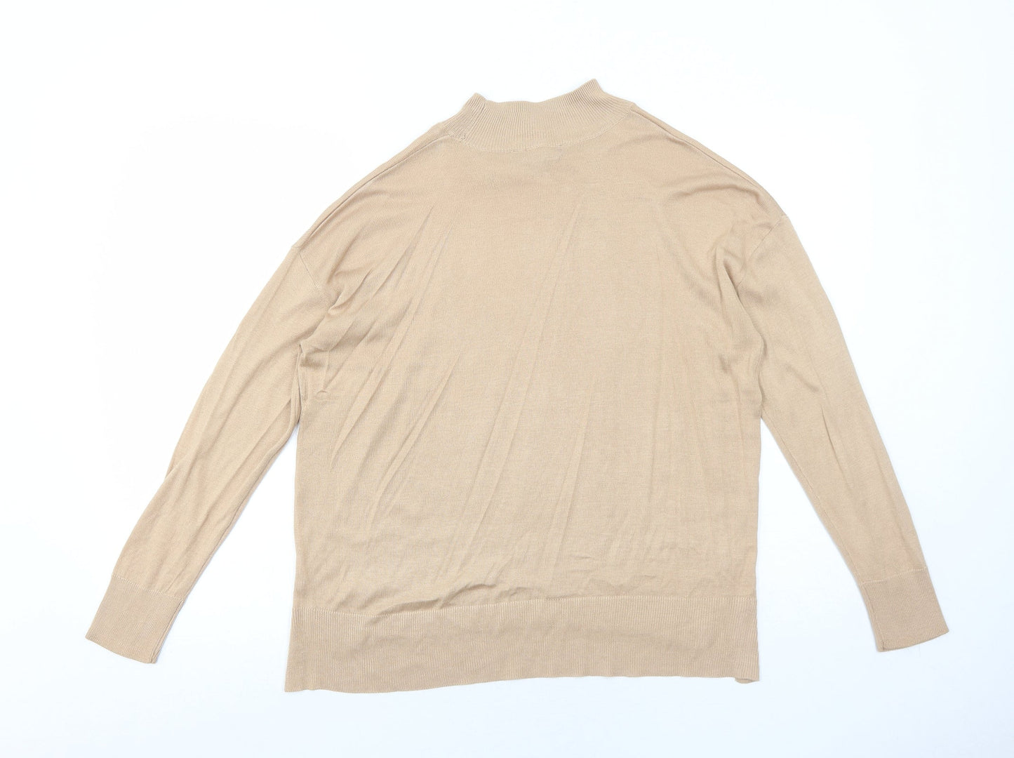 Dorothy Perkins Womens Beige High Neck Viscose Pullover Jumper Size 10