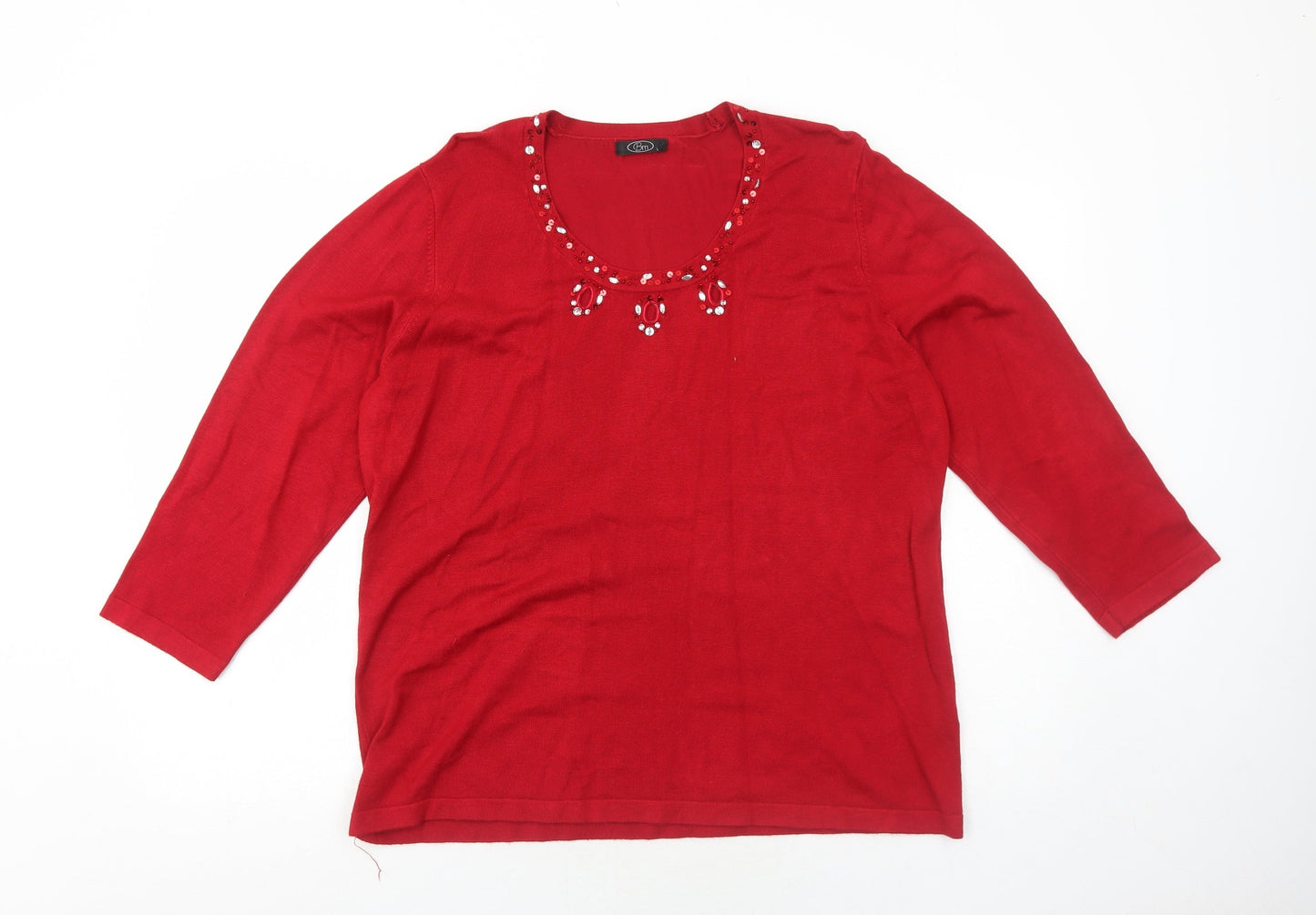 Bonmarché Womens Red Round Neck Viscose Pullover Jumper Size L