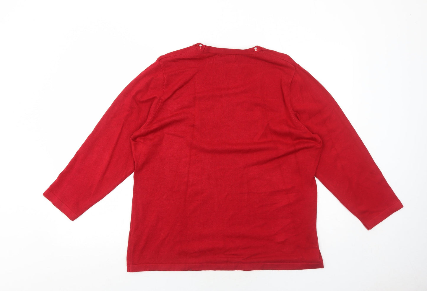 Bonmarché Womens Red Round Neck Viscose Pullover Jumper Size L