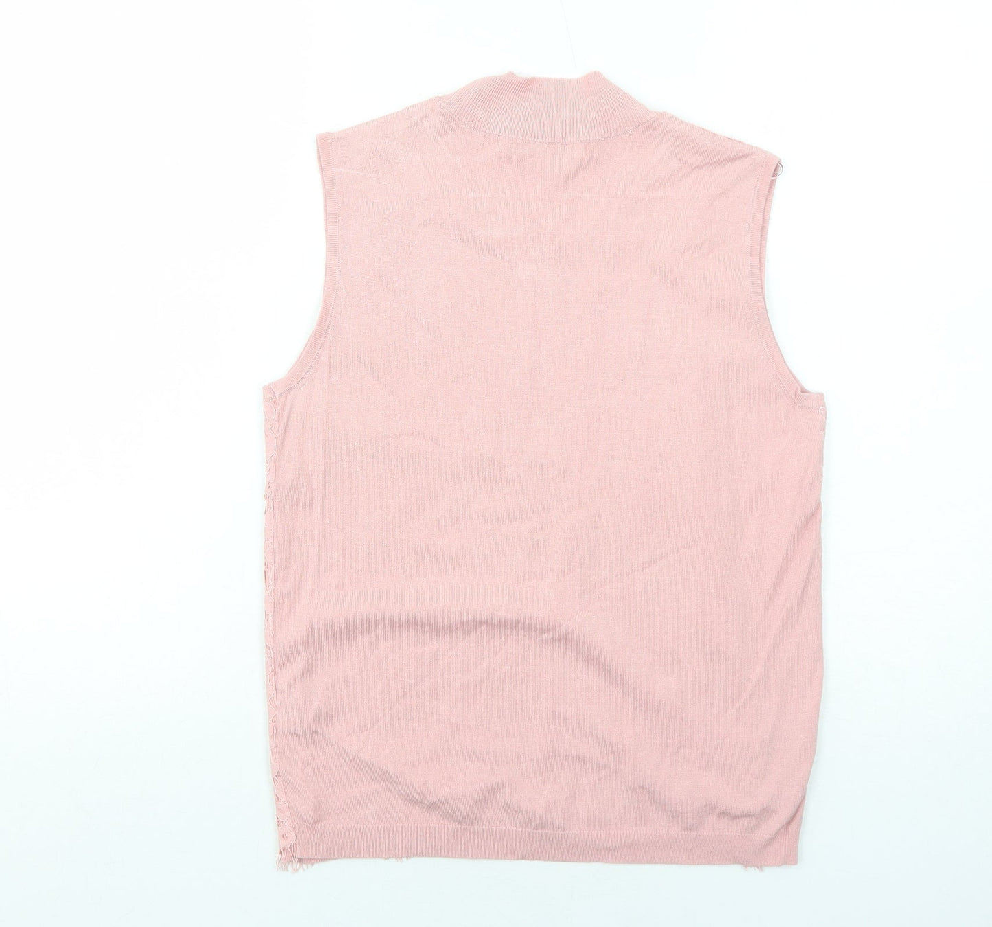 Very Womens Pink Mock Neck Viscose Vest Jumper Size 12 - Lace Overlay