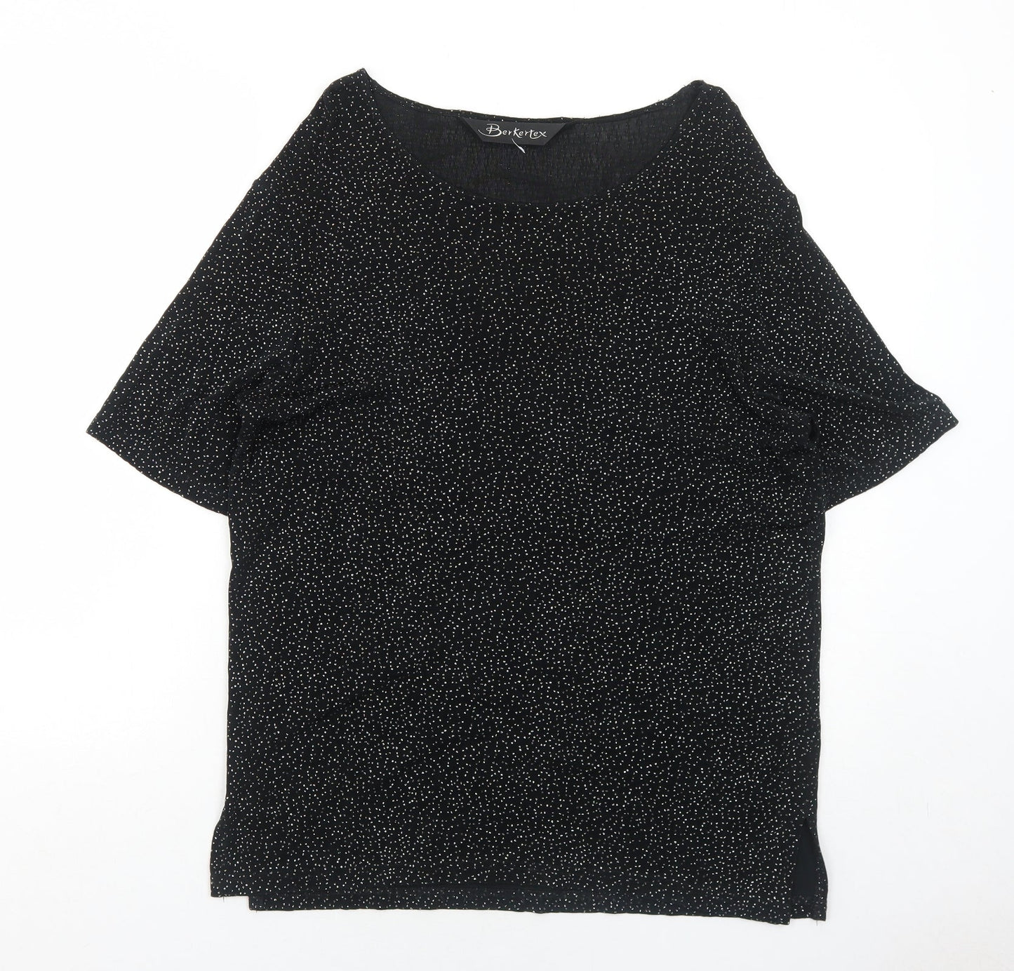 Berkertex Womens Black Acetate Basic T-Shirt Size 12 Round Neck