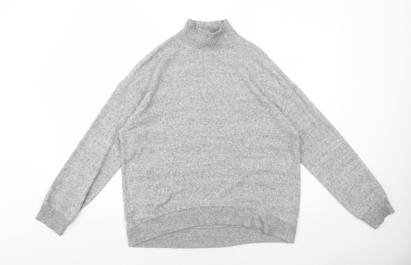 New Look Womens Grey High Neck Viscose Pullover Jumper Size M