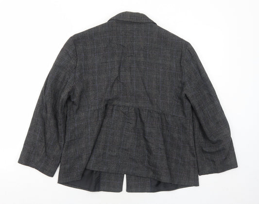 H&M Womens Grey Geometric Jacket Blazer Size 16 Button