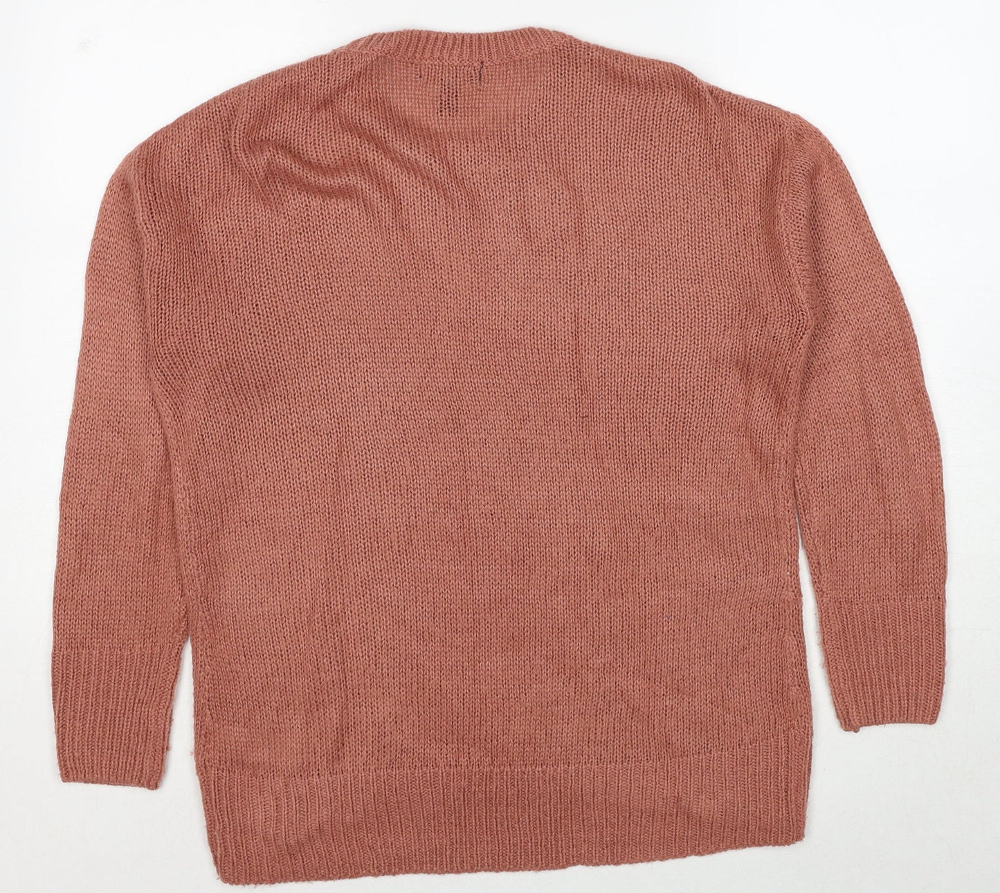 New Look Womens Brown Round Neck Acrylic Pullover Jumper Size S