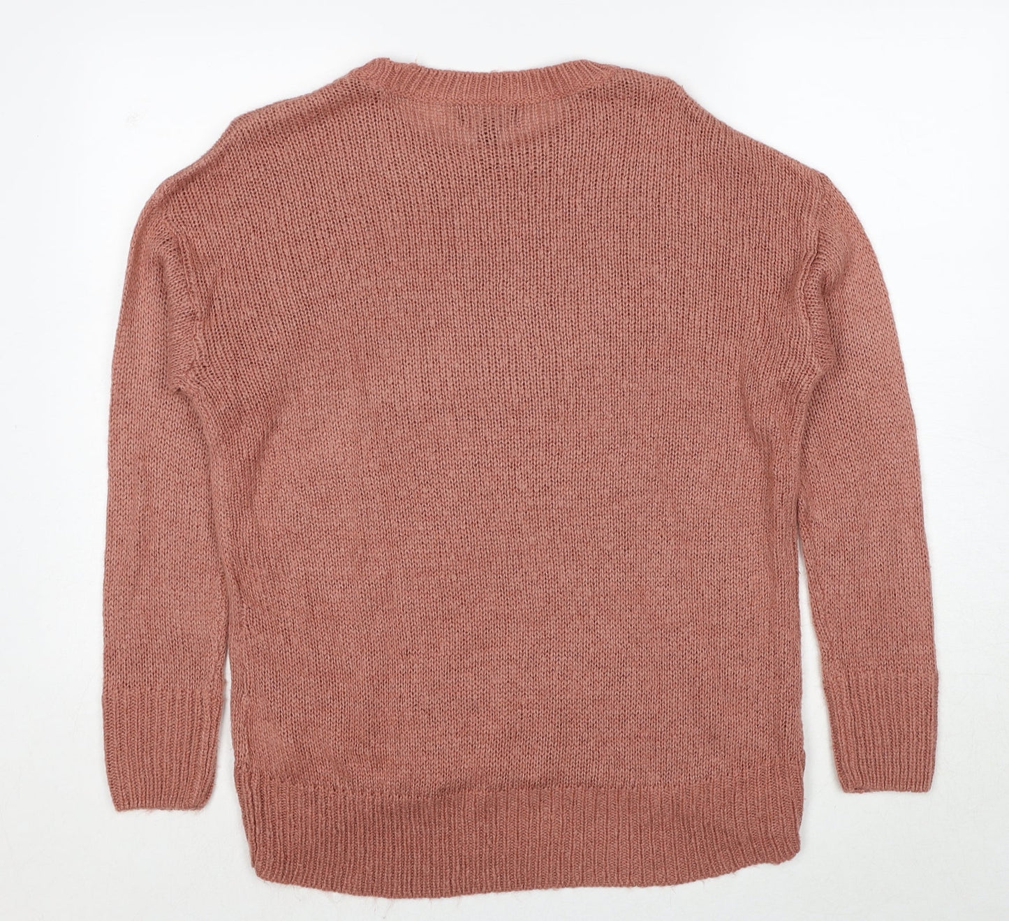 New Look Womens Brown Round Neck Acrylic Pullover Jumper Size M
