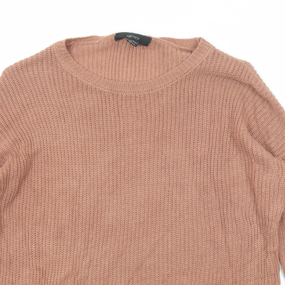 FOREVER 21 Womens Brown Round Neck Acrylic Pullover Jumper Size M