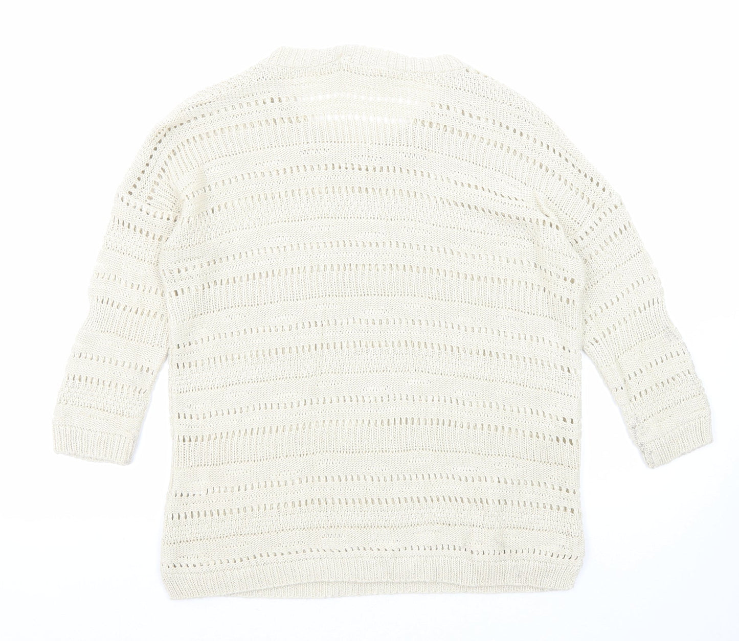 Knitty Noran Womens Beige Round Neck Acrylic Pullover Jumper Size M