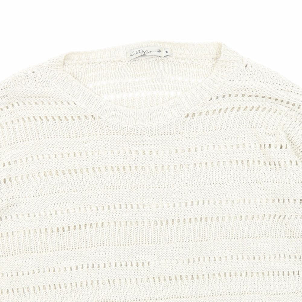 Knitty Noran Womens Beige Round Neck Acrylic Pullover Jumper Size M