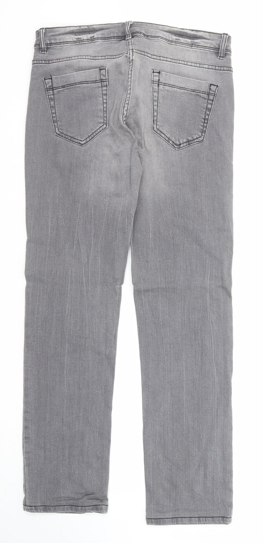 Up Fashion Womens Grey Cotton Straight Jeans Size 8 Regular Zip