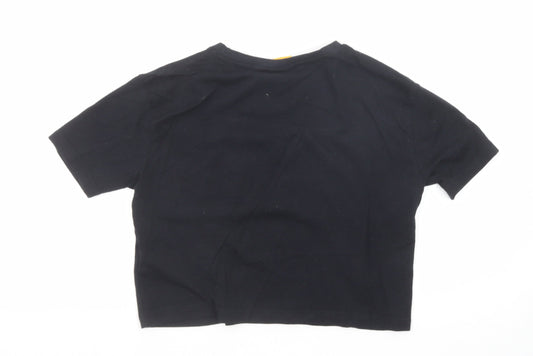 ellesse Womens Black Cotton Basic T-Shirt Size 4 Round Neck