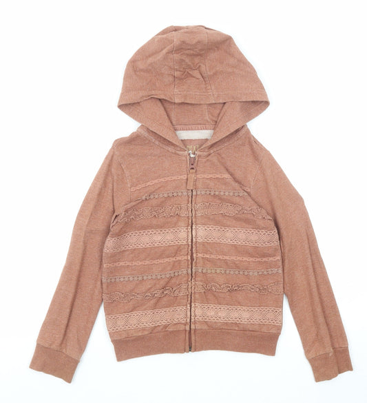 NEXT Boys Brown Cotton Full Zip Hoodie Size 6 Years Zip