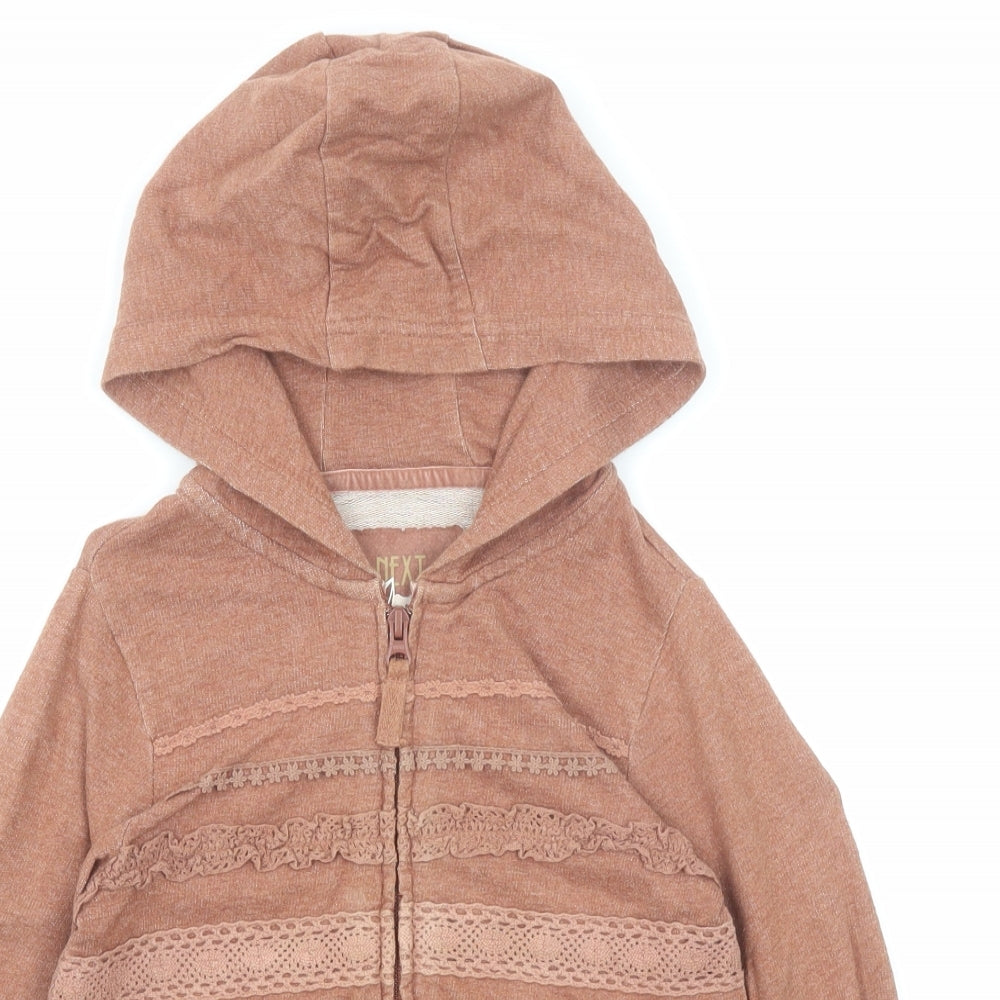 NEXT Boys Brown Cotton Full Zip Hoodie Size 6 Years Zip