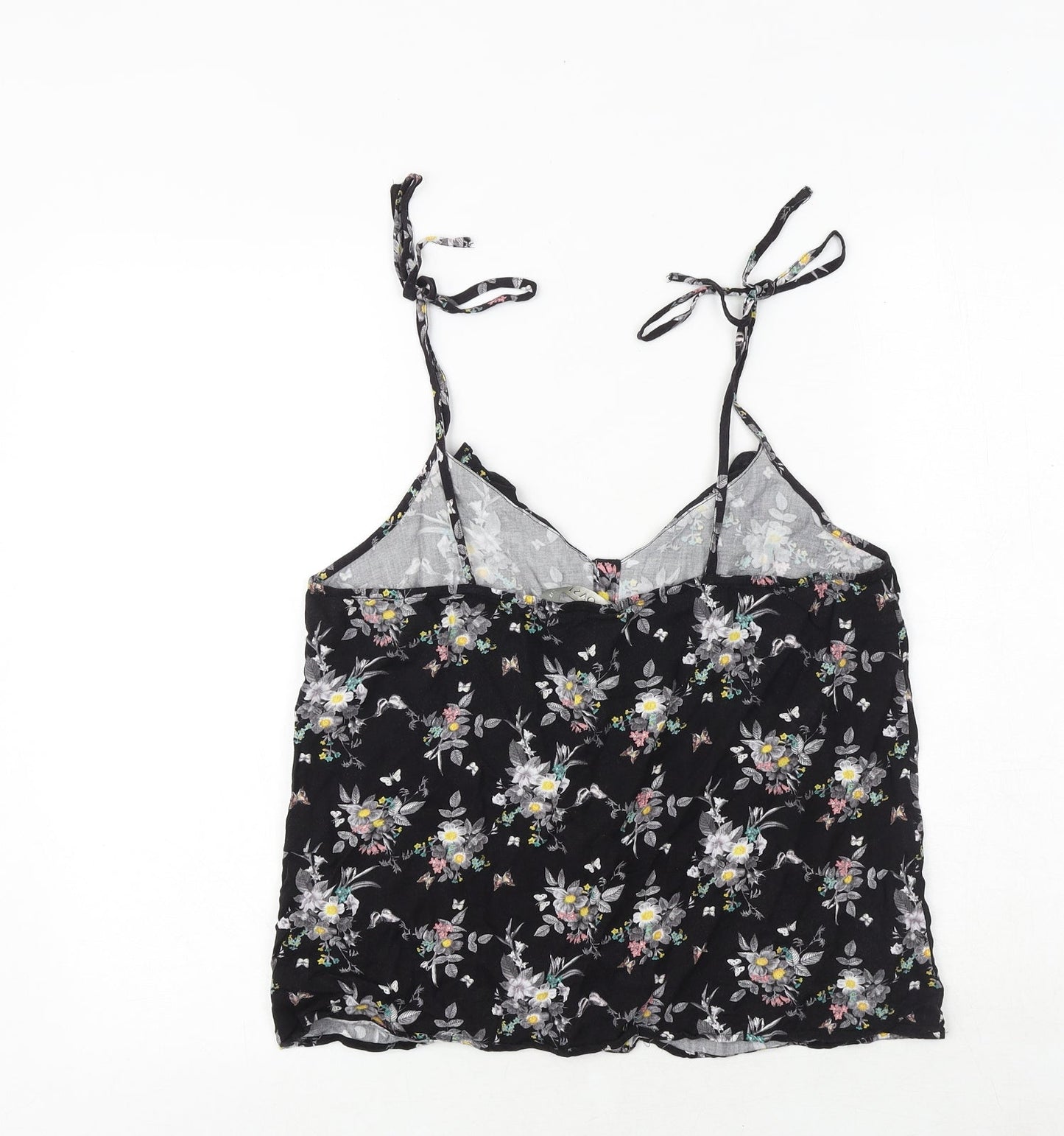 Oasis Womens Black Floral Viscose Cropped Tank Size 12 V-Neck